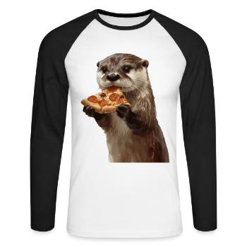 Otter - Unisex Baseballshirt langarm - Weiß/Schwarz - Vorne - Nik (191cm)