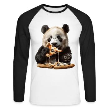 Panda - T-shirt baseball manches longues Homme - blanc/noir - Devant - Nik (191cm)