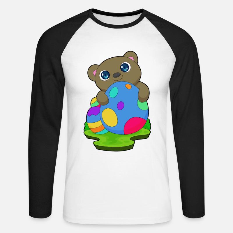 Bear Easter Easter Eggs - Unisex Long Sleeve Baseball T-Shirt - white/black