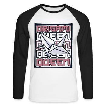Origami Reine Pliant Hibou Papier Grue Maître - T-shirt baseball manches longues Homme - blanc/noir - Devant - Nik (191cm)