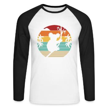 Retro Koalabear Phascolarctos Cinereus Eucalyptus - Unisex Long Sleeve Baseball T-Shirt - white/black - Front - Nik (191cm)