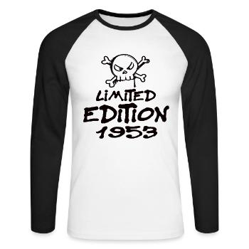 Edition Limitée 1953 Anniversaire Né 1953 - T-shirt baseball manches longues Homme - blanc/noir - Devant - Nik (191cm)