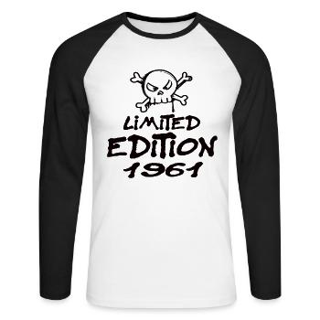Limited Edition 1961 Birthday Born 1961 - Unisex Long Sleeve Baseball T-Shirt - white/black - Front - Nik (191cm)