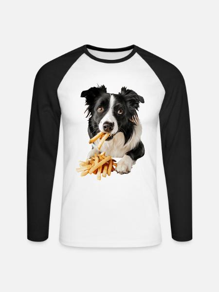 Border Collie - Unisex Long Sleeve Baseball T-Shirt - white/black
