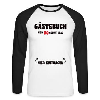 50th Birthday Guest List 50s - Unisex Long Sleeve Baseball T-Shirt - white/black - Front - Nik (191cm)