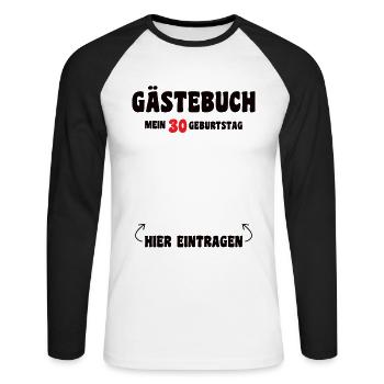 30 ans d’anniversaire Liste d’invités des années 30 - T-shirt baseball manches longues Homme - blanc/noir - Devant - Nik (191cm)