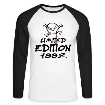 Limited Edition 1992 Geburtstag 1992 Geboren - Unisex Baseballshirt langarm - Weiß/Schwarz - Vorne - Nik (191cm)