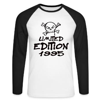 Edition Limitée 1995 Anniversaire Né 1995 - T-shirt baseball manches longues Homme - blanc/noir - Devant - Nik (191cm)