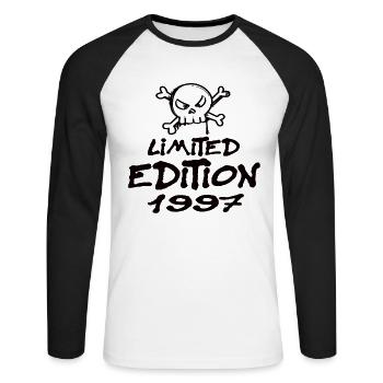 Limited Edition 1997 Geburtstag 1997 Geboren - Unisex Baseballshirt langarm - Weiß/Schwarz - Vorne - Nik (191cm)