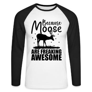 Because Moose Are Freaking Awesome | Moose Lover - T-shirt baseball manches longues Homme - blanc/noir - Devant - Nik (191cm)