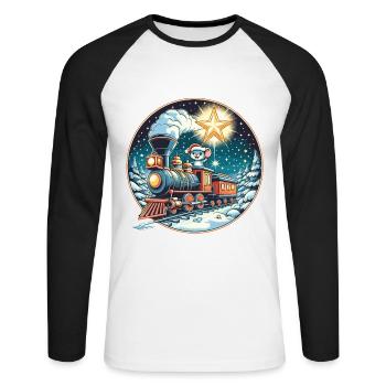 Christmas Mouse Railway Model Railway Kids - Unisex Long Sleeve Baseball T-Shirt - white/black - Front - Nik (191cm)