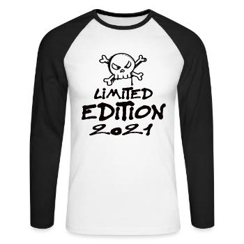 Limited Edition 2021 Birthday 2021 Born - Unisex Long Sleeve Baseball T-Shirt - white/black - Front - Nik (191cm)