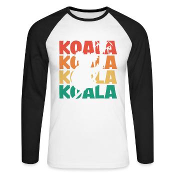 Texte rétro Koalabear Phascolarctos Cinereus - T-shirt baseball manches longues Homme - blanc/noir - Devant - Nik (191cm)