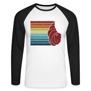 Retro Bivalvia Shell Shelling Bag Hunter Seashell - T-shirt baseball manches longues Homme - blanc/noir - Devant - Nik (191cm)