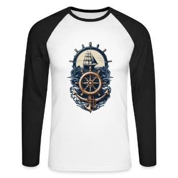Nautical Adventure Sailing Ship Compass - Unisex Long Sleeve Baseball T-Shirt - white/black - Front - Nik (191cm)