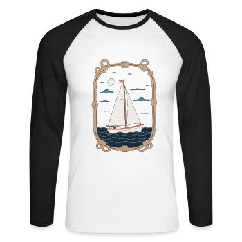 Sailboat Adventure By The Sea Night - Unisex Long Sleeve Baseball T-Shirt - white/black - Front - Nik (191cm)
