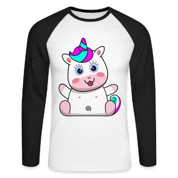 Licorne Design Enfant Fantasy Créature mythique Cadeau - T-shirt baseball manches longues Homme - blanc/noir - Devant - Nik (191cm)