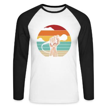 Rétro Opéra Ténor Chanteur Chanteur Amant - T-shirt baseball manches longues Homme - blanc/noir - Devant - Nik (191cm)