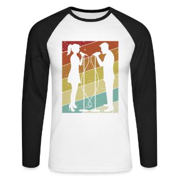 Rétro Opéra Ténor Chanteur Chanteur Amant - T-shirt baseball manches longues Homme - blanc/noir - Devant - Nik (191cm)
