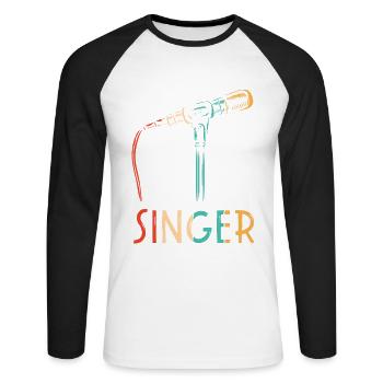 Rétro Opéra House Chanteur Ténor Chanteur Amant - T-shirt baseball manches longues Homme - blanc/noir - Devant - Nik (191cm)