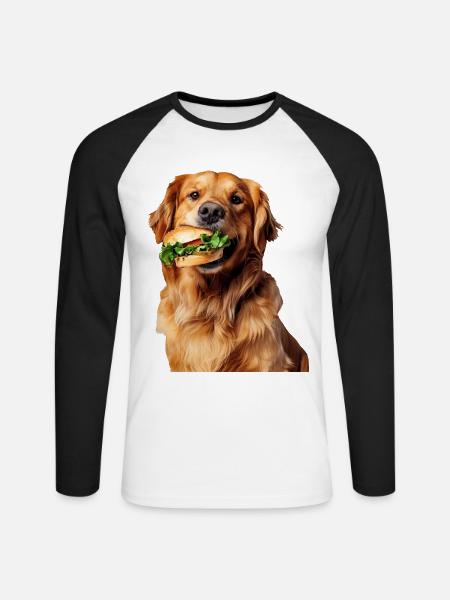 Golden Retriever - Unisex Long Sleeve Baseball T-Shirt - white/black