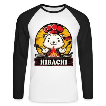 Hibachi Teppanyaki Bbq Japanese Cuisine - Unisex Long Sleeve Baseball T-Shirt - white/black - Front - Nik (191cm)