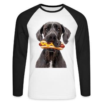Great Dane - Unisex Long Sleeve Baseball T-Shirt - white/black - Front - Nik (191cm)