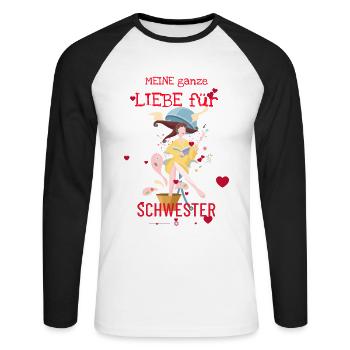 Tout mon amour pour ma sœur - T-shirt baseball manches longues Homme - blanc/noir - Devant - Nik (191cm)