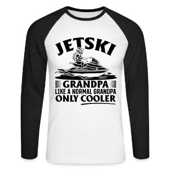 Jetski Papi comme un Papi normal juste plus cool - - T-shirt baseball manches longues Homme - blanc/noir - Devant - Nik (191cm)