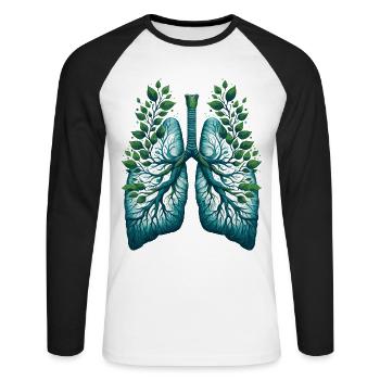 Nature Lungs Earth Green Eco Health Design - Unisex Long Sleeve Baseball T-Shirt - white/black - Front - Nik (191cm)