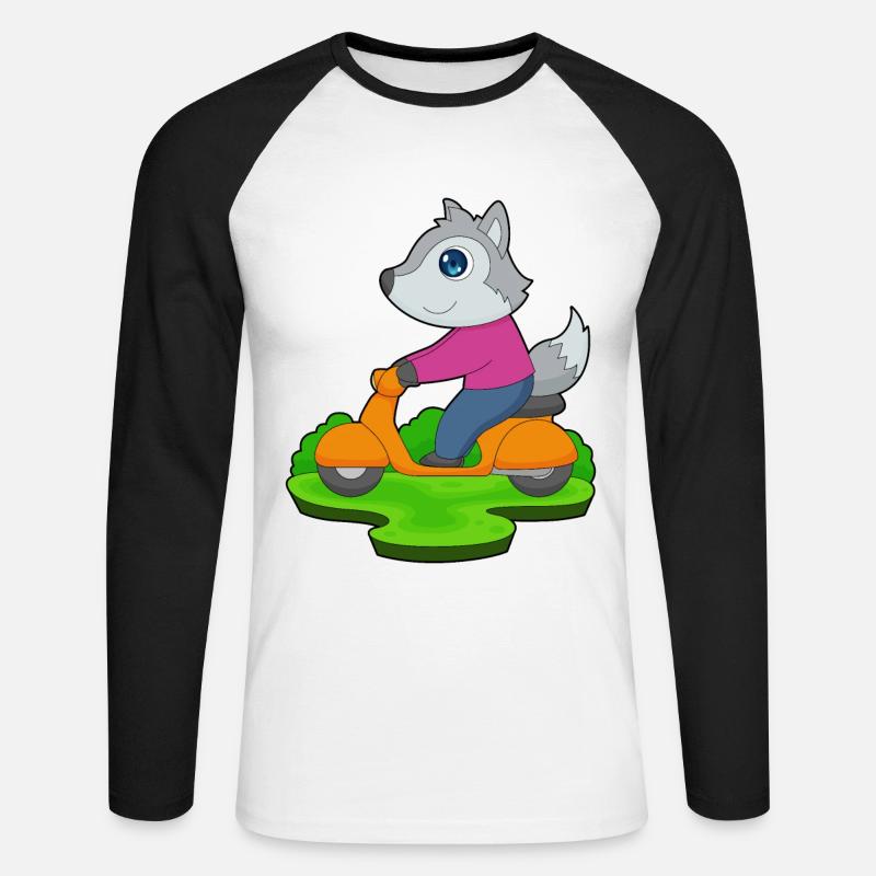 Wolf Motorroller - Unisex Baseballshirt langarm - Weiß/Schwarz