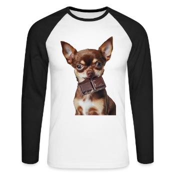 Chihuahua - Unisex Baseballshirt langarm - Weiß/Schwarz - Vorne - Nik (191cm)