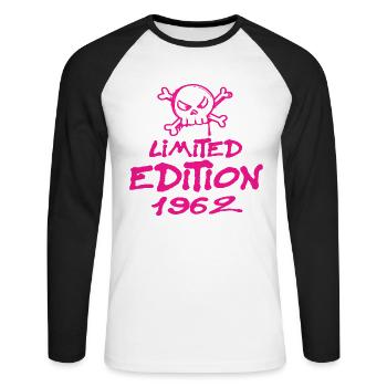 Edition Limitée 1962 Anniversaire Né 1962 - T-shirt baseball manches longues Homme - blanc/noir - Devant - Nik (191cm)