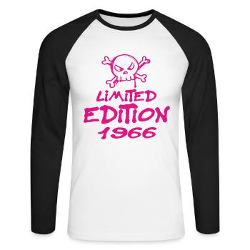 Edition Limitée 1966 Anniversaire Né 1966 - T-shirt baseball manches longues Homme - blanc/noir - Devant - Nik (191cm)