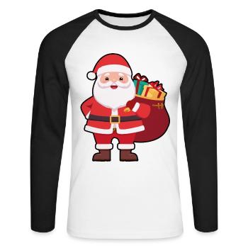 01 Cute Cute Santa Claus Gifts - Unisex Long Sleeve Baseball T-Shirt - white/black - Front - Nik (191cm)