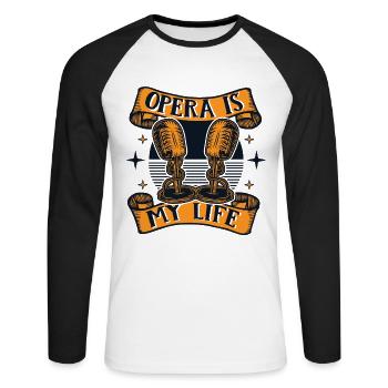 L’opéra est ma vie Opéra Chanteur Lover Opéra - T-shirt baseball manches longues Homme - blanc/noir - Devant - Nik (191cm)