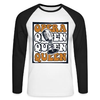Reine de l’opéra Opéra Ténor Chanteur Chanteur - T-shirt baseball manches longues Homme - blanc/noir - Devant - Nik (191cm)