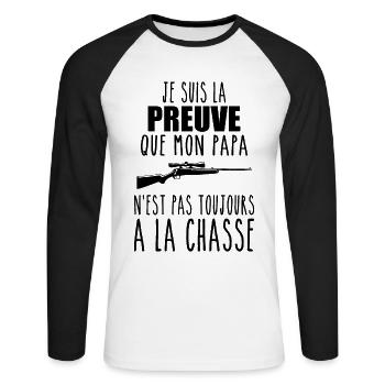 Proof that my dad hunts, hunters, hunts, hunts - Unisex Long Sleeve Baseball T-Shirt - white/black - Front - Nik (191cm)