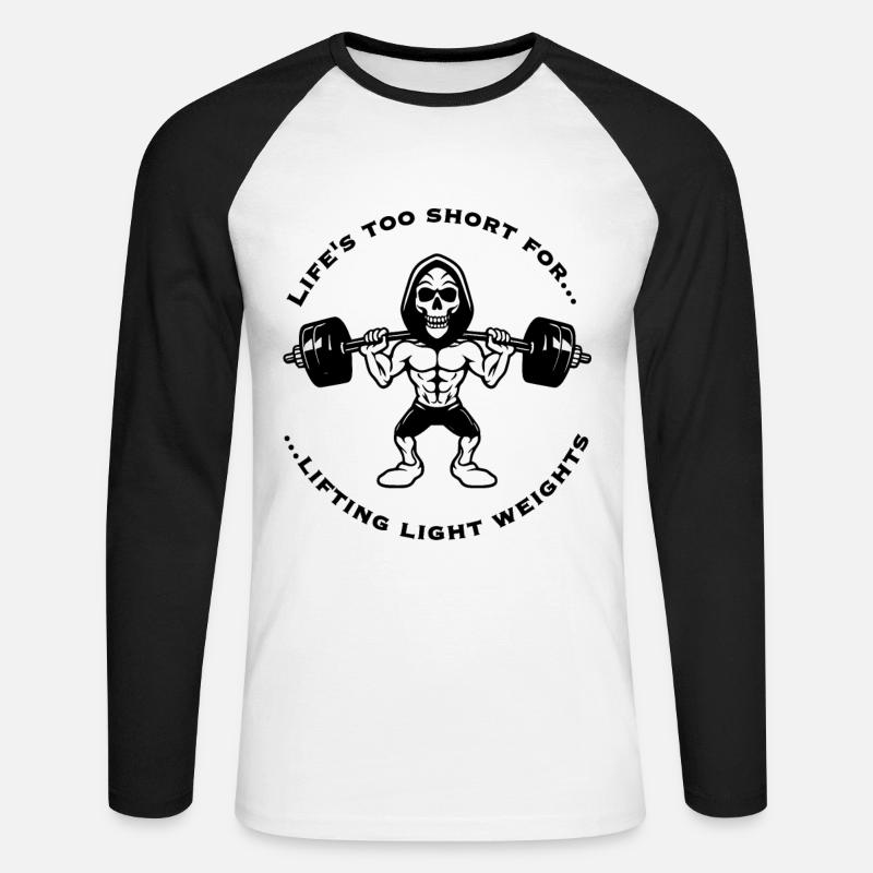 Gym Statement Lifting Heavy Weights - Unisex Baseballshirt langarm - Weiß/Schwarz