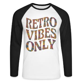 Retro-Vibes Nur psychedelischer Stil der 60er 70er Jahre - Unisex Baseballshirt langarm - Weiß/Schwarz - Vorne - Nik (191cm)