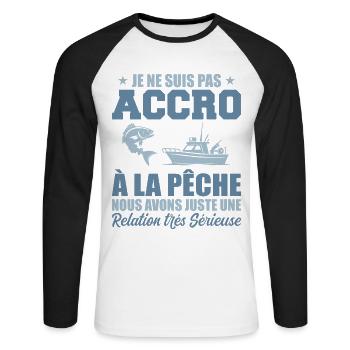 I'm Not Addicted To Fishing | Fisherman Gift - Unisex Long Sleeve Baseball T-Shirt - white/black - Front - Nik (191cm)