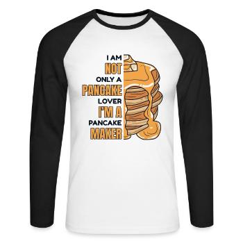 Recettes de fabricant d’amateurs de crêpes Flapjack Lover - T-shirt baseball manches longues Homme - blanc/noir - Devant - Nik (191cm)