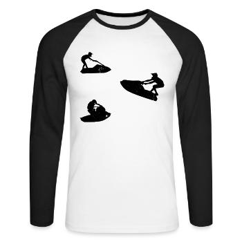 Jet Ski Silhouette Jet Skiing Jet Ski Rider - T-shirt baseball manches longues Homme - blanc/noir - Devant - Nik (191cm)