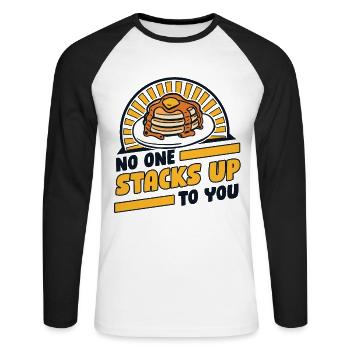 Personne ne s’empile jusqu’à vous Recettes Griddlecake - T-shirt baseball manches longues Homme - blanc/noir - Devant - Nik (191cm)
