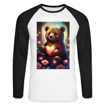 Adorable ours en peluche - T-shirt baseball manches longues Homme - blanc/noir - Devant - Nik (191cm)