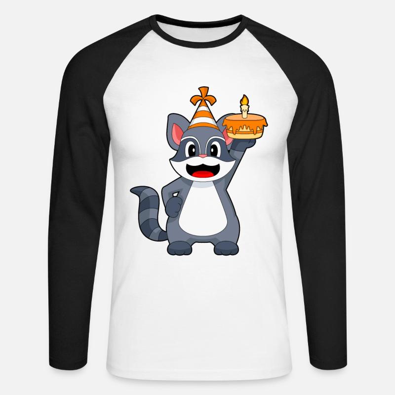 Cappello per feste di compleanno di procione - Maglia da baseball a manica lunga da uomo - bianco/nero