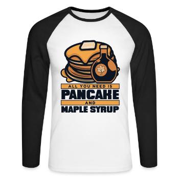 All You Need Is Pancake And Maple Syrup Lover - Unisex Long Sleeve Baseball T-Shirt - white/black - Front - Nik (191cm)