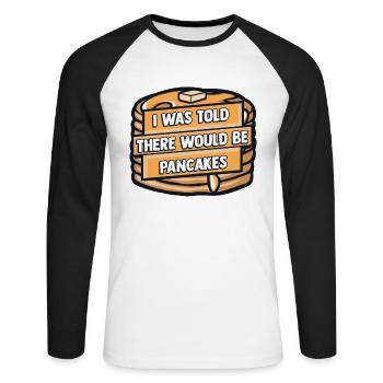 On m’a dit qu’il y aurait des recettes de crêpes pour les amateurs - T-shirt baseball manches longues Homme - blanc/noir - Devant - Nik (191cm)