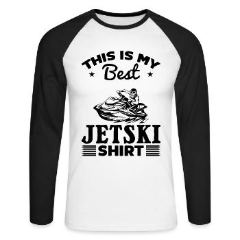 C’est mon meilleur t-shirt Jetski Jetski Rider Jetski D - T-shirt baseball manches longues Homme - blanc/noir - Devant - Nik (191cm)