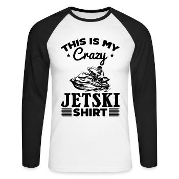 C’est mon t-shirt Jetski fou Jetski Rider Jetski - T-shirt baseball manches longues Homme - blanc/noir - Devant - Nik (191cm)